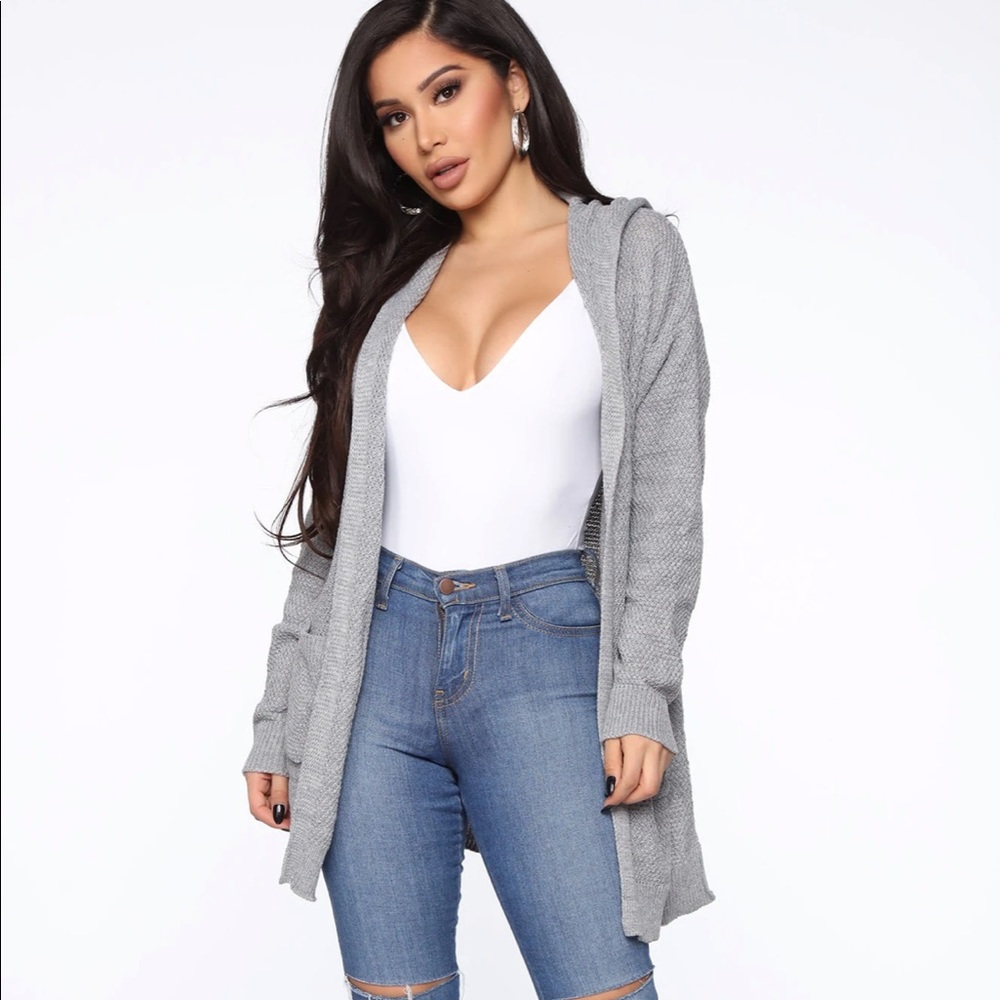 Fashion Nova Cardigan - Heather Grey, Size M (NWT)